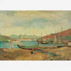 Marinha by Edgar Parreiras, Óleo sobre tela colada em madeira, offered Sep 2004