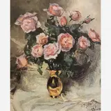 Leopoldo Gotuzzo, Vaso com Rosas, Óleo sobre tela colada em madeira