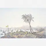 Lebreton, Rio de Janeiro - Vista da Ilha das Cobras. Circa 1845/1855, Litografia aquarelada