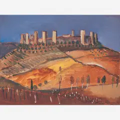 Monteriggione (Siena) by Emeric Marcier, ÓLEO SOBRE MADEIRA, offered Jul 2004