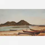 Canoas na Praia by Benedito Calixto, ÓLEO SOBRE TELA, offered Apr 2004