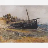 BARCO NA PRAIA by Giovanni Battista Castagneto, ÓLEO SOBRE MADEIRA, offered Dec 2003