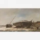 BARCOS NA PRAIA by Giovanni Battista Castagneto, ÓLEO SOBRE TELA, offered Dec 2003