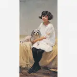 Rodolfo Chambelland, Menina Com Cachorro, Óleo sobre tela