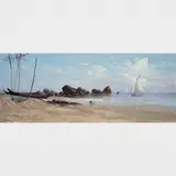 Balliester, Praia da Moreninha - Paquetá, ÓLEO SOBRE MADEIRA