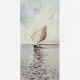 Chalupa de uma Vela Navegando by Giovanni Battista Castagneto, ÓLEO SOBRE MADEIRA, offered Jun 2003