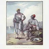 Johann Moritz Rugendas, Nègre et Nègresse de Bahia, Litografia Original realçada com aquarela