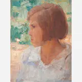 Moça by Eliseu Visconti, ÓLEO SOBRE MADEIRA, offered Apr 2003