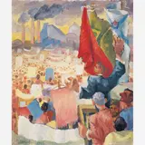 E. P. Sigaud, O Comício, Óleo sobre eucatex