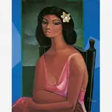 Mulher com Flor no Cabelo by Di Cavalcanti, óleo sobre tela, offered Nov 2002