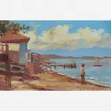 Carlos Chambelland, Marinha com Pescadores, ÓLEO SOBRE CARTÃO
