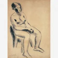 Nu Feminino Sentado by Alfredo Volpi, Carvão sobre papel, offered Sep 2002