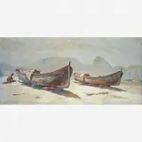 Virgílio Lopes Rodrigues, Canoas na Praia, ÓLEO SOBRE TELA