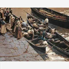 Enrique Martínez Cubells, Barcos de Pesca no Cais, ÓLEO SOBRE TELA