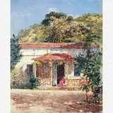 Senhora Bordando na Varanda by Beniamino Parlagreco, ÓLEO SOBRE CARTÃO, offered Sep 2002