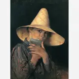 Francisco Aurélio, Menino Tocando Gaita, ÓLEO SOBRE TELA