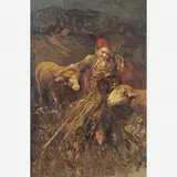 Tito Pelliciotti, Menino com carneiros 1872 - 1943, ÓLEO SOBRE TELA