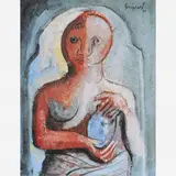 Figura,1896 - 1962 by Alberto da Veiga Guignard, ÓLEO SOBRE CARTÃO, offered Nov 2001