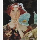Edgar Maxence, Calypso,1871 - 1954, ÓLEO SOBRE MADEIRA