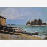 Colónia de Pescadores, 1852 - 1925 by José Maria de Medeiros, ÓLEO SOBRE TELA, offered Nov 2001