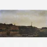 Hippolyte Camille Delpy, Bords de L'oire, ÓLEO SOBRE MADEIRA