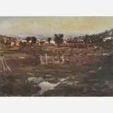 Antônio Souza Pinto, Ao Cair da Tarde,1856 - 1939, ÓLEO SOBRE MADEIRA