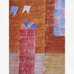 Fachada com Bandeirinhas, (c. 1972) by Alfredo Volpi, TÊMPERA SOBRE TELA, offered May 2001