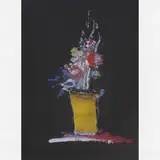Manabu Mabe, Vaso com Flores, Guache sobre papel colado em placa