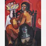 Mulata e Vaso com Flores by Di Cavalcanti, ÓLEO SOBRE TELA, offered May 2001