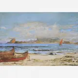 Otto Bungner, O Rio de Janeiro visto de Niterói.(c.1940), Óleo sobre tela colado em eucatex