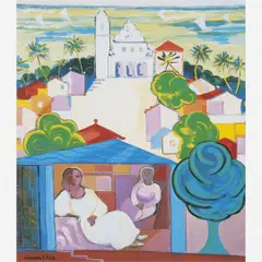 Mulheres na Varanda e o Convento de São Francisco - Olinda - PE by Cícero Dias, ÓLEO SOBRE TELA, offered Dec 2000