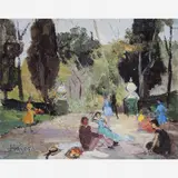 Haydéa Santiago, Tarde no Parque,(c.1940), ÓLEO SOBRE MADEIRA