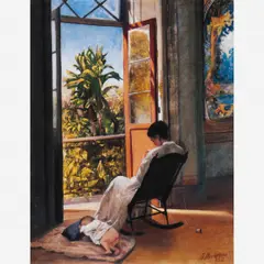 Uma Mulher Costurando by José Maria de Medeiros, ÓLEO SOBRE TELA, offered May 2000