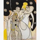 PIERRÔ, ARLEQUIM E COLOMBIA, ( C. 1920 ) by Di Cavalcanti, Aquarela e Nanquim, offered Dec 1999
