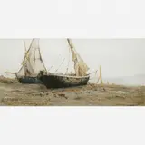 BARCOS NA PRAIA by Navarro da Costa, ÓLEO SOBRE MADEIRA, offered Dec 1999