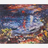 Kaminagai, PÔR -DO-SOL, LA SEINE, Óleo sobre tela,