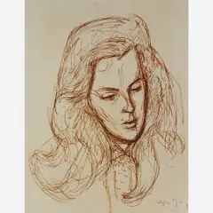 Árpád Szenes, Retrato de Ione Saldanha, (c.1945), Desenho a nanquim
