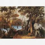 Johann Moritz Rugendas, Bridge made of Fibre,(c.1828), Litografia aquarelada