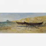 Giovanni Battista Castagneto, Canoas na Praia com Pão de Açúcar ao Fundo