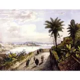 Johann Moritz Rugendas, Vue de Rio de Janeiro, Prise Prés de I'Eglise de Notre-Dame de la Glorie, Litografia aquarelada