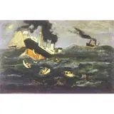 Paulo Pedro Leal, Naufrágio do Navio Japonês,(c.1960), ÓLEO SOBRE MADEIRA