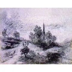 Landscape by John Constable, Carvão sobre papel, offered Aug 1998