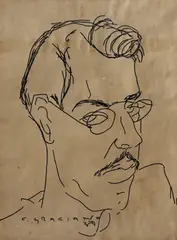 Clóvis Graciano, Auto Retrato, 1930, nanquim sobre papel