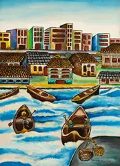 Pescadores by Manuel Martins, óleo sobre tela, offered Sep 2026