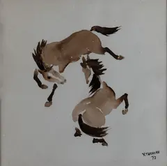 Cavalos by Yoshiya Takaoka, 1973, aquarela sobre papel, offered Sep 2026
