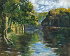 Manabu Mabe, Paisagem, 1940, óleo sobre laminado melamínico