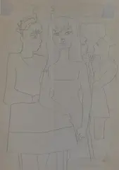 Di Cavalcanti, Mulatas, 1965, desenho à grafite