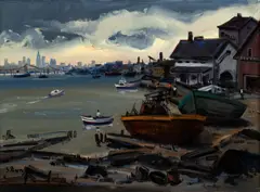 Sílvio Pinto, Estaleiro, 1986, óleo sobre tela