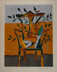 Cadeira com Vaso de Flor by Chen Kong Fang, 1991, serigrafia, offered Sep 2026