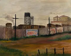 Paisagem Industrial by Yoshiya Takaoka, 1957, óleo sobre tela, offered Aug 2026